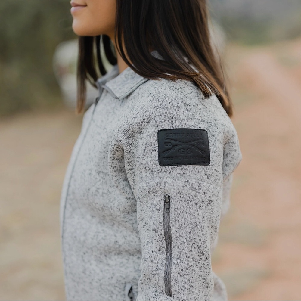 Grunt Style Women's Full Zip Sweater Jacket - Heather Gray - Picture 2 of 8